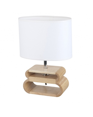 Lámpara de mesa 30cm pantalla de lino y estructura de madera E14 40W