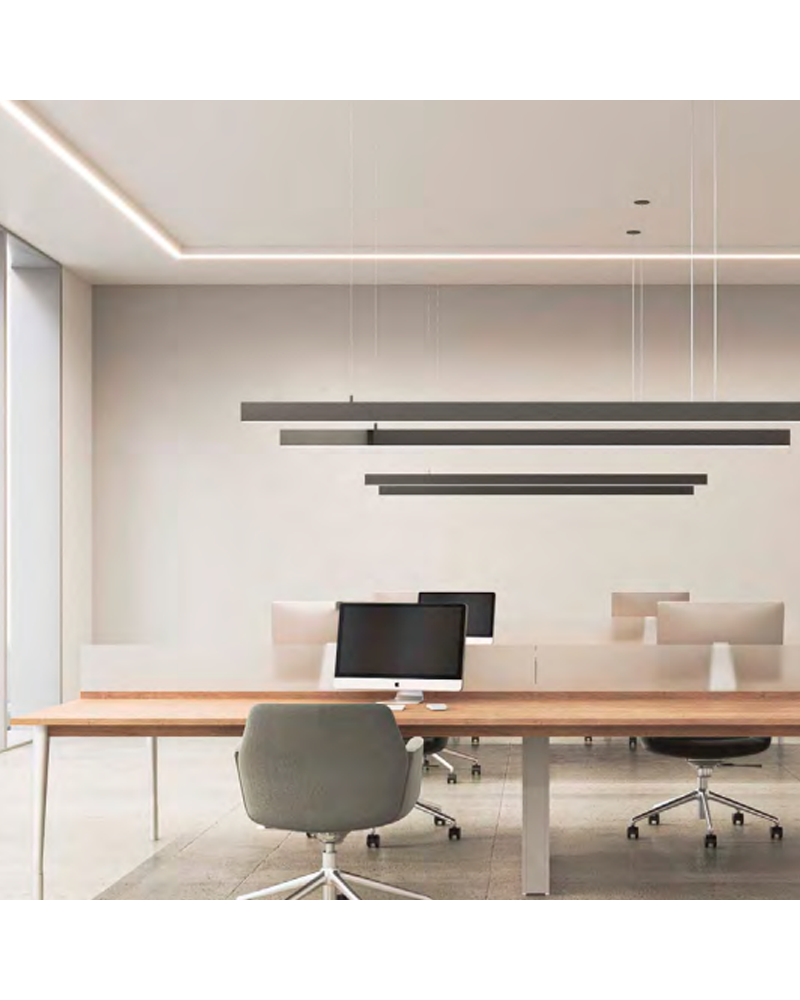 LED aluminum profile 72W 5000K 253cms for surface 7.5x3.9cm customizable white on/off