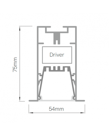 LED recessed aluminum profile 36W 2700K 113cms 7.5x 5.4cm customizable white on/off