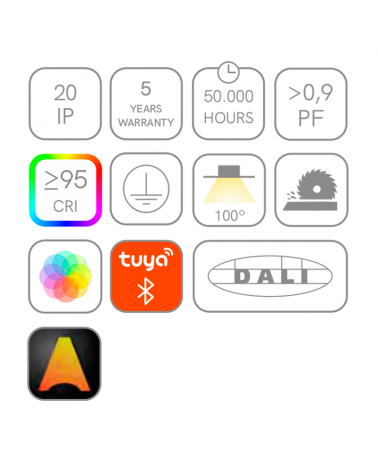 LED recessed aluminum profile 54W 5000K 169cms 3,5x5cm opal diffuser customizable black on/off