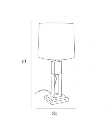 Lámpara de mesa 61cm pantalla de algodón y base de madera y metal E27 60W