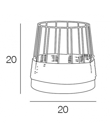 Lámpara de mesa 20cm pantalla de varillas metal y ratán trenzado E14 40W