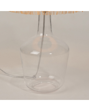 Table lamp 48cm natural raffia and glass lampshade E27 60W