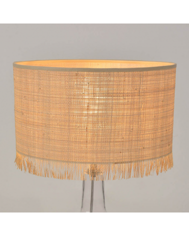 Table lamp 48cm natural raffia and glass lampshade E27 60W