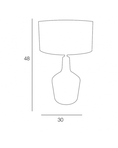 Lámpara de mesa 48cm pantalla de rafia natural y vidrio E27 60W