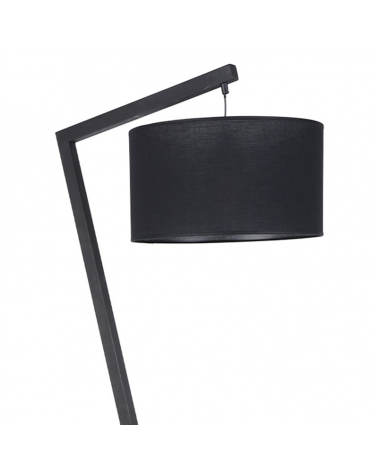 Floor lamp 160cm wooden structure with metal support black cotton lampshade 60W E27