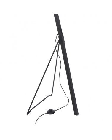 Lampara de pie 160cm estructura de madera con soporte de metal pantalla negra algodón 60W E27