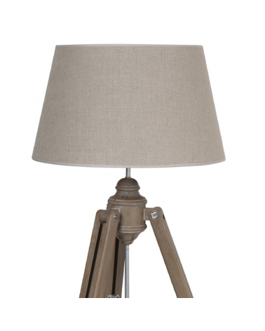 Floor lamp 160cm wooden tripod adjustable in height burlap lampshade 100W E27