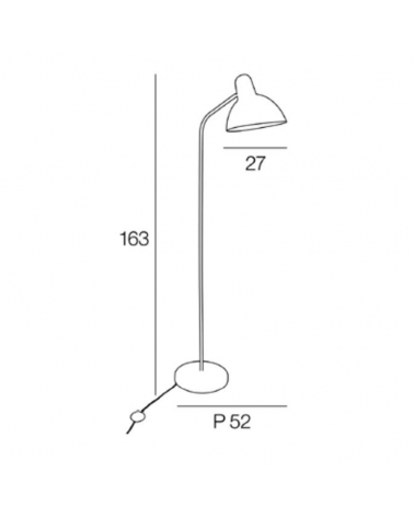 Floor lamp 163cm metal with black finish and adjustable shade 40W E27