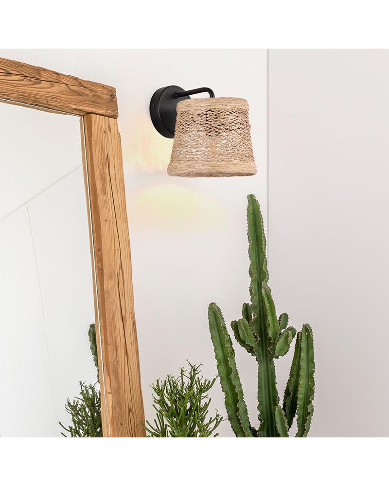 Aplique 16cm de metal y pantalla de cuerdas trenzada E14 40W