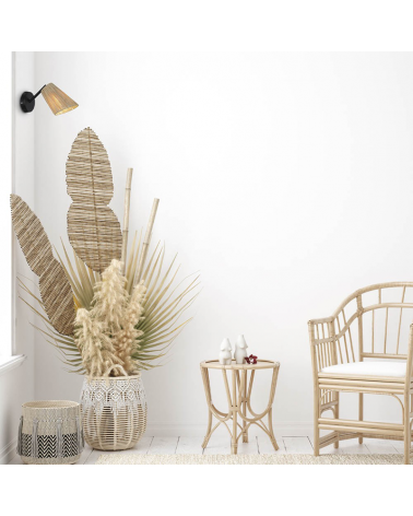 Aplique 10cm de metal y rafia natural trenzada E14 15W