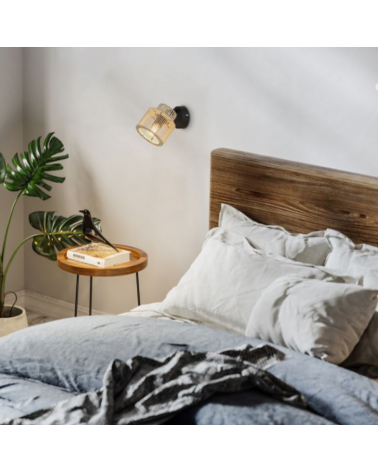 Wall light 11cm in metal and lampshade of braided paper strings E14 40W