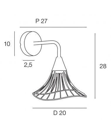 Aplique 20cm varillas de metal negro E14 40W