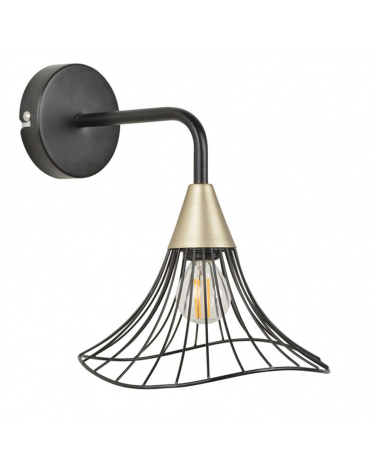 Wall light 20cm black metal rods E14 40W