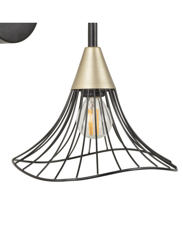 Wall light 20cm black metal rods E14 40W