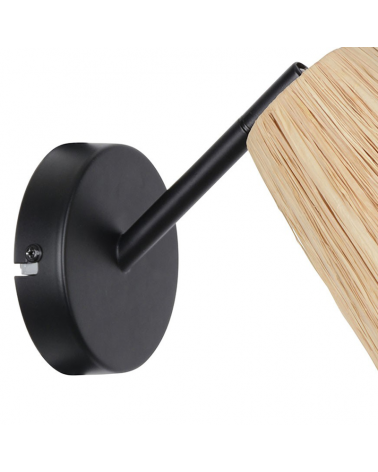 Aplique 10cm de metal y rafia natural trenzada E14 15W