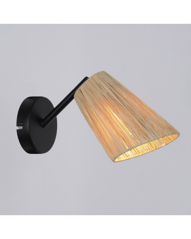 Aplique 10cm de metal y rafia natural trenzada E14 15W