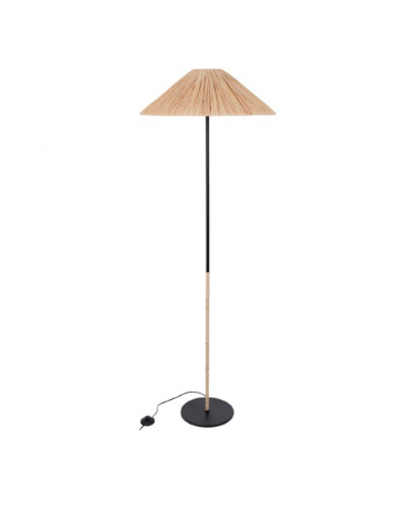 Lámpara de pie 160cm de metal y rafia natural trenzada E27 40W