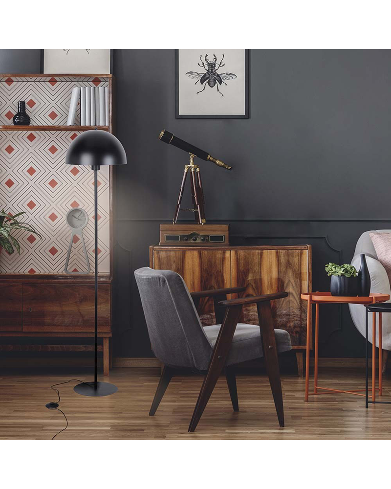 Lámpara de pie 150cm con forma cúpula de metal E27 40W