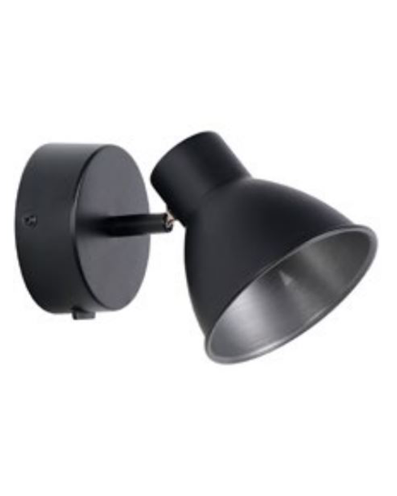 Aplique 11,5cm de metal acabado negro pantalla orientable con interruptor E14 40W