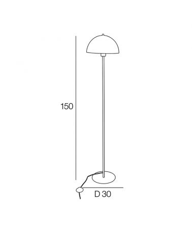 Floor lamp 150cm with metal dome shape E27 40W