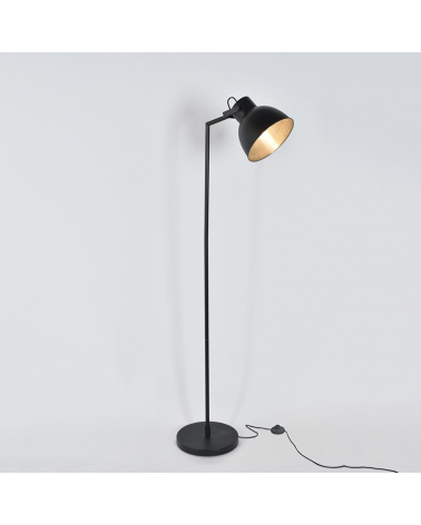 Lámpara de pie 161cm metal negro efecto cemento pantalla orientable 40W E27