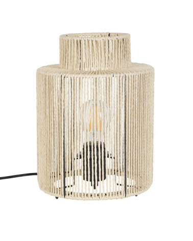 Lámpara de mesa de 28cm estilo boho cuerda papel trenzado 40W E27
