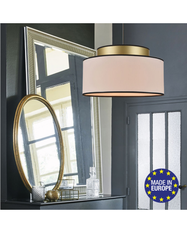 Ceiling lamp 38cm two lampshades brass and white finish E27 100W