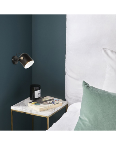 Aplique 17cm de metal con madera con interruptor en la base E27 40W