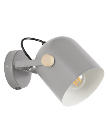 Aplique 17cm de metal con madera con interruptor en la base E27 40W