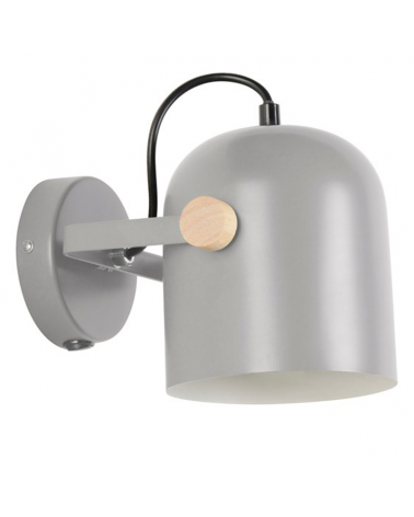 Wall light17cm metal with wood with switch on the base E27 40W