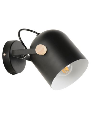 Aplique 17cm de metal con madera con interruptor en la base E27 40W