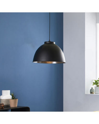 Lámpara de techo 60cm metal interior efecto cemento acabado negro E27 60W