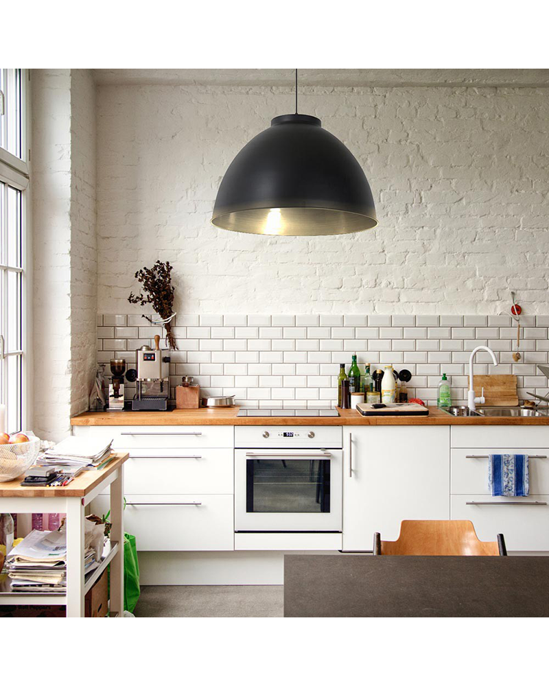 Lámpara de techo 60cm metal interior efecto cemento acabado negro E27 60W