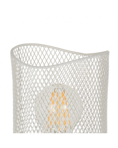 Table lamp 19.5cm metallic grid lampshade white E27 60W