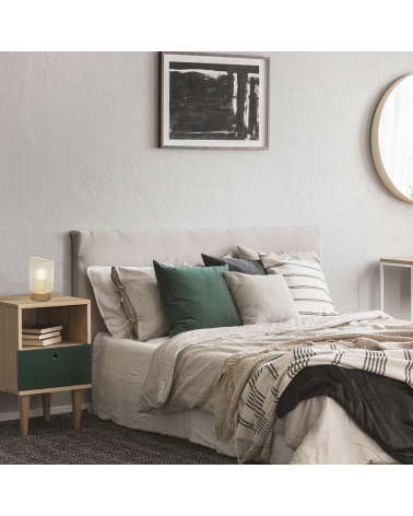 Lámpara de mesa 19,5cm pantalla metálica rejilla blanca E27 60W