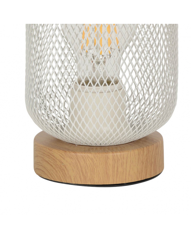 Lámpara de mesa 19,5cm pantalla metálica rejilla blanca E27 60W
