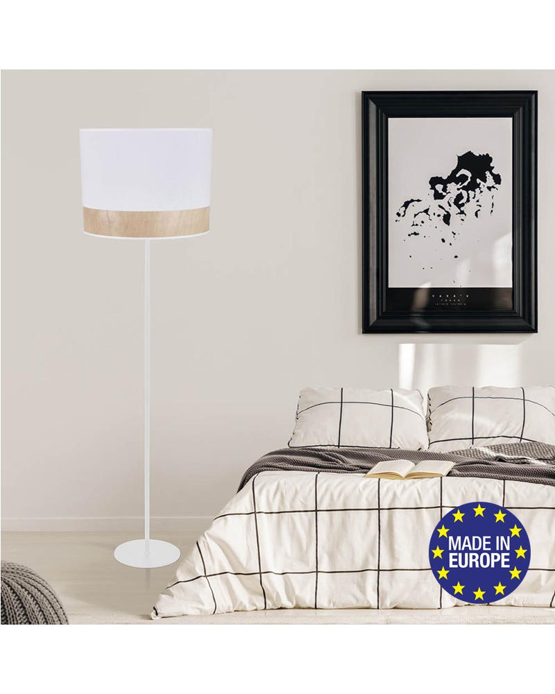 Floor lamp 171cm cotton lampshade wood decoration E27 40W