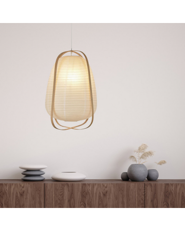 Lámpara de techo 36cm de bambú y papel japonés E27 60W