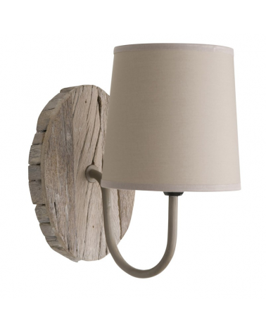 Aplique de pared 24cm base de madera y pantalla de algodón E14 40W