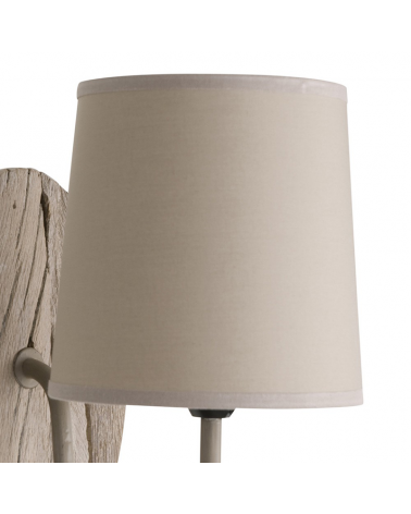Wall light 24cm wooden base and cotton lampshade E14 40W