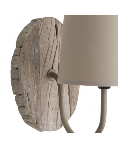 Wall light 24cm wooden base and cotton lampshade E14 40W