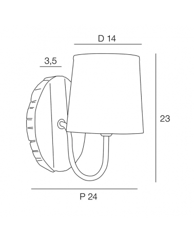 Aplique de pared 24cm base de madera y pantalla de algodón E14 40W