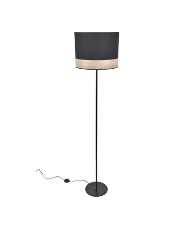 Lámpara de pie 171cm pantalla de algodón decoración madera E27 40W