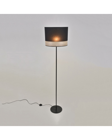 Lámpara de pie 171cm pantalla de algodón decoración madera E27 40W