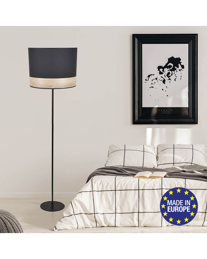 Floor lamp 171cm cotton lampshade wood decoration E27 40W