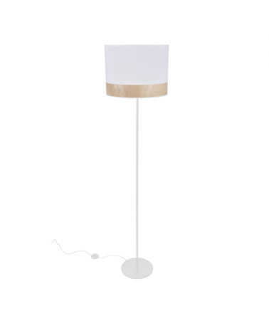 Lámpara de pie 171cm pantalla de algodón decoración madera E27 40W