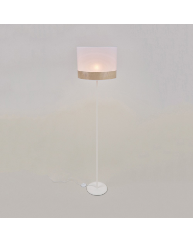 Floor lamp 171cm cotton lampshade wood decoration E27 40W