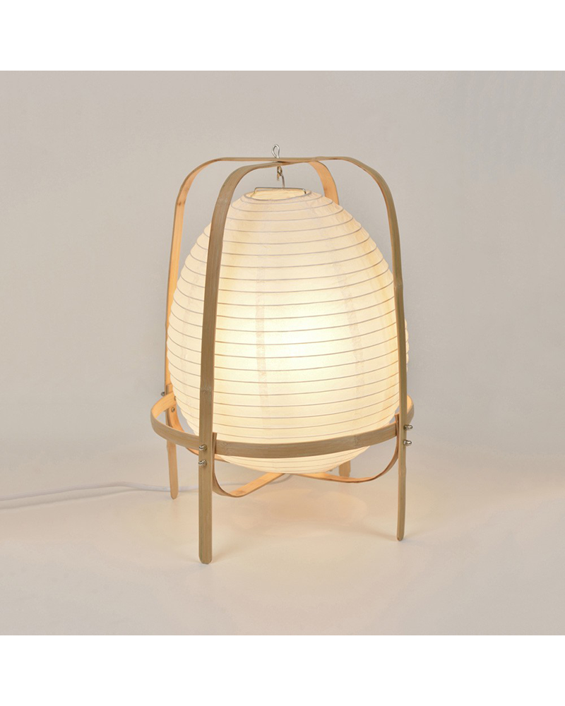 tienda tema guirnalda Lámpara de mesa de 40cm de bambú y papel japonés E27 40W