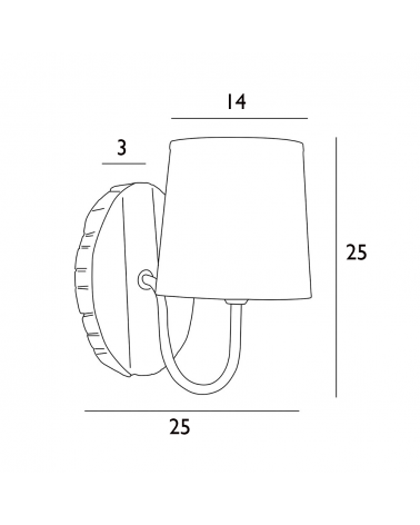 Aplique de pared 25cm base de madera y pantalla de algodón E14 40W